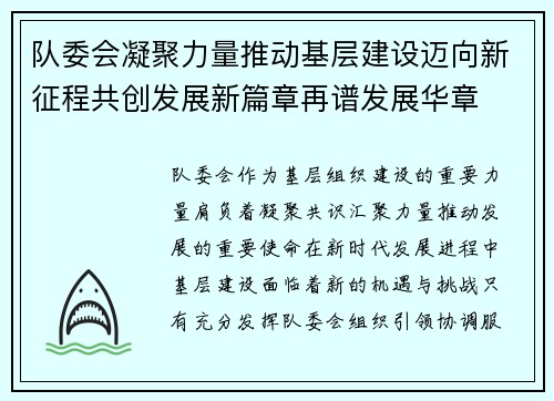 队委会凝聚力量推动基层建设迈向新征程共创发展新篇章再谱发展华章